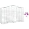 vidaXL 2 db &iacute;ves horganyzott vas gabion kos&aacute;r 200x50x120/140 cm