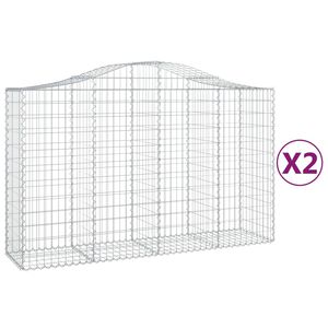 vidaXL 2 db &iacute;ves horganyzott vas gabion kos&aacute;r 200x50x120/140 cm