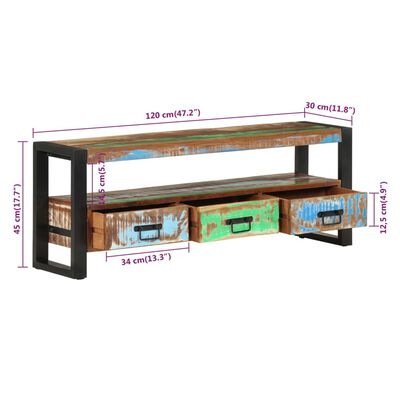 vidaXL tömör újrahasznosított fa TV-szekrény 120 x 30 x 45 cm