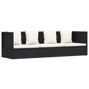 vidaXL fekete polyrattan kerti &aacute;gy h&aacute;t- &eacute;s &uuml;lőp&aacute;rn&aacute;kkal