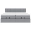 vidaXL Ottomán ágykeret matracokkal Világosszürke 180x200cm szövet