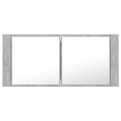 vidaXL betonszürke akril LED-es tükrös fürdőszobaszekrény 100x12x45 cm