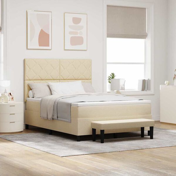 vidaXL Boxrug&oacute;s &aacute;gy matracmal fejt&aacute;ml&aacute;val Kr&eacute;m 160 x 200 cm sz&ouml;vet