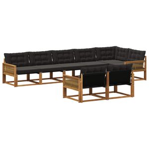 vidaXL K&uuml;lt&eacute;ri kanap&eacute; szett p&aacute;rn&aacute;val 8 pcs Term&eacute;szetes &eacute;s Fekete