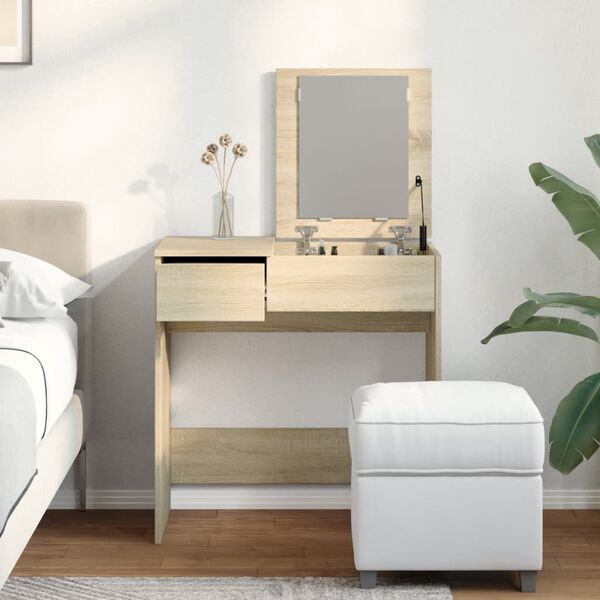 vidaXL sonoma t&ouml;lgy sz&iacute;nű f&eacute;s&uuml;lk&ouml;dőasztal t&uuml;k&ouml;rrel 73 x 46,5 x 120 cm