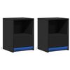 vidaXL 2 db fekete szerelt fa éjjeliszekrény LED-fényekkel