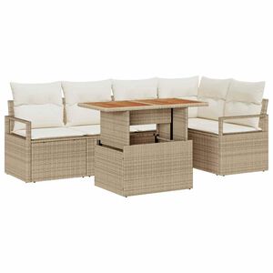 vidaXL Kerti Kanap&eacute; Szett 6 db 5-&Uuml;lőhelyek sz&aacute;ma Beige &eacute;s kr&eacute;m