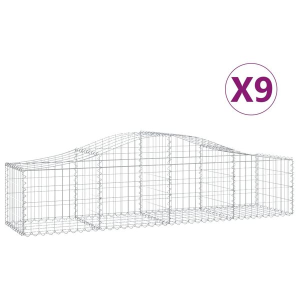 vidaXL 9 db &iacute;ves horganyzott vas gabion kos&aacute;r 200x50x40/60 cm