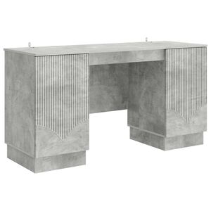 vidaXL Asztal polcokkal Betonsz&uuml;rke 142,5 x 50 x 75 cm Szerelt Fa