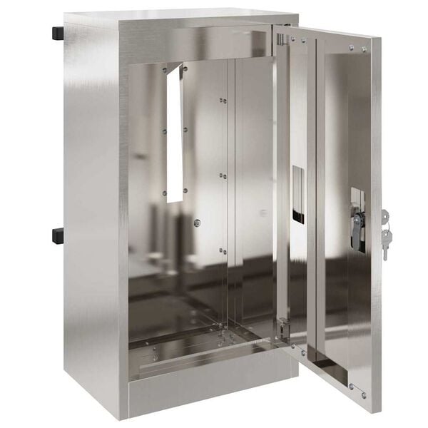 vidaXL postal&aacute;da t&aacute;rol&oacute;val Fekete 30 x 20 x 55 cm Rozsdamentes ac&eacute;l