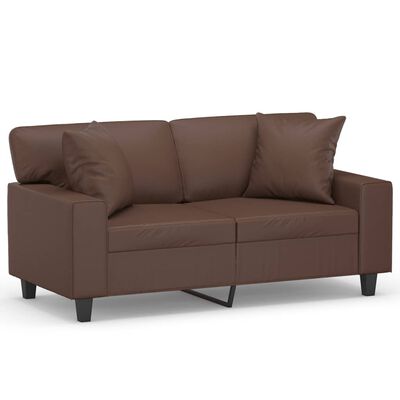 vidaXL 2 személyes barna műbőr kanapé párnákkal 120 cm