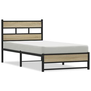 vidaXL sonoma t&ouml;lgy sz&iacute;nű f&eacute;m &aacute;gykeret matrac n&eacute;lk&uuml;l 75 x 190 cm