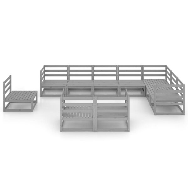 vidaXL 10 r&eacute;szes sz&uuml;rke t&ouml;m&ouml;r fenyőfa kerti &uuml;lőgarnit&uacute;ra