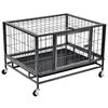 vidaXL nagy teherb&iacute;r&aacute;s&uacute; ac&eacute;l kutyaketrec kerekekkel 82 x 66 x 56 cm
