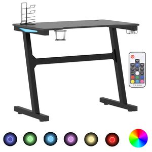 vidaXL fekete LED-es Z-l&aacute;b&uacute; gamer asztal 90 x 60 x 75 cm