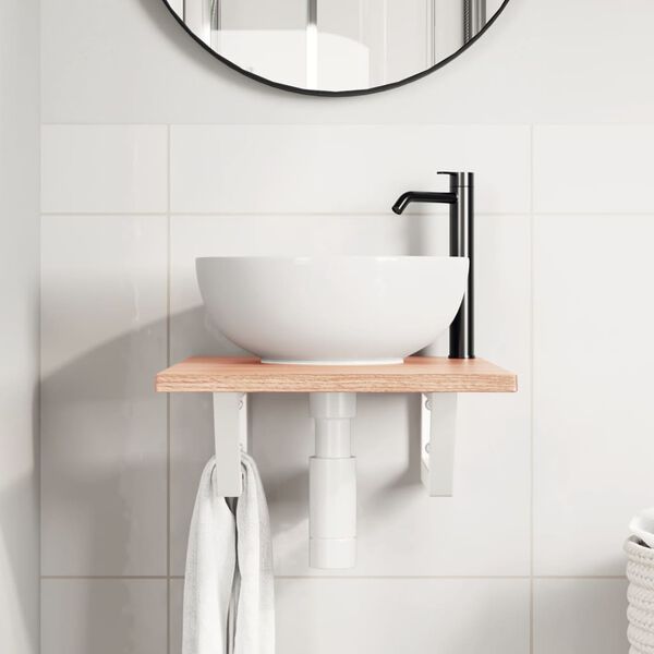 vidaXL ac&eacute;l &eacute;s t&ouml;m&ouml;r t&ouml;lgyfa falra szerelhető mosd&oacute;polc