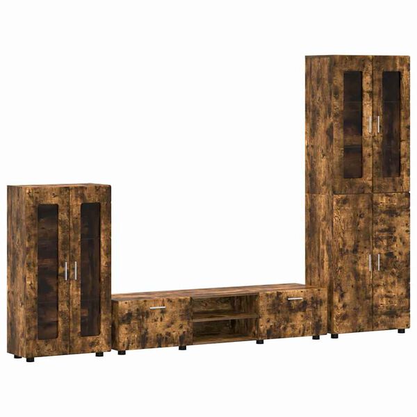 vidaXL TV szekr&eacute;ny garnit&uacute;ra fi&oacute;kkal polcokkal F&uuml;st&ouml;lt t&ouml;lgy Faanyag