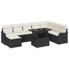 vidaXL Kerti Kanap&eacute; Szett p&aacute;rn&aacute;val t&aacute;rol&oacute;val 9 pcs Fekete Poli rattan