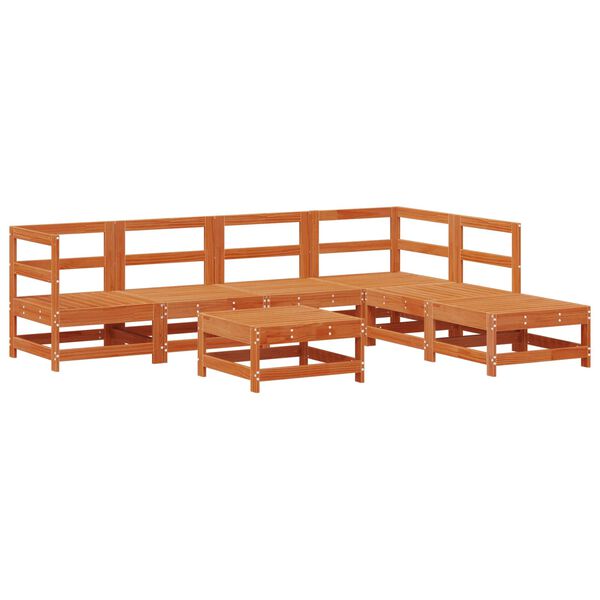 vidaXL Kerti lounge szett 7 pcs Viaszbarna T&ouml;m&ouml;r fenyő