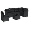 vidaXL 7 r&eacute;szes fekete polyrattan kerti &uuml;lőgarnit&uacute;ra p&aacute;rn&aacute;val