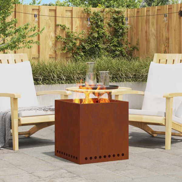 vidaXL F&uuml;stmentes Tűzhely Barna 48 x 48 x 50 cm Időj&aacute;r&aacute;s&aacute;ll&oacute; ac&eacute;l