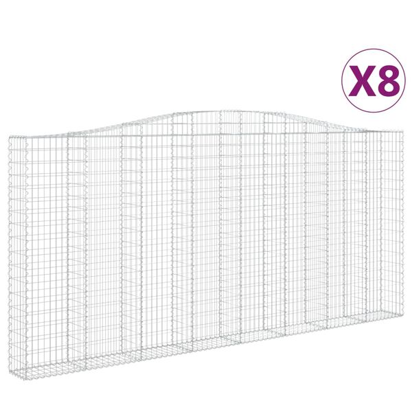 vidaXL 8 db &iacute;ves horganyzott vas gabion kos&aacute;r 400x30x180/200 cm