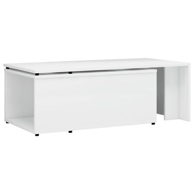vidaXL magasfényű fehér forgácslap dohányzóasztal 150 x 50 x 35 cm