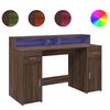 vidaXL barna t&ouml;lgy sz&iacute;nű szerelt fa &iacute;r&oacute;asztal LED-ekkel 140x55x91 cm