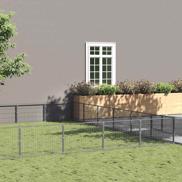 vidaXL ez&uuml;stsz&iacute;nű ac&eacute;l kutyakennel 60 m&sup2;