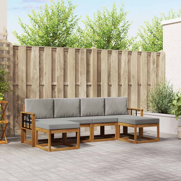 vidaXL K&uuml;lt&eacute;ri kanap&eacute; szett 6 pcs Term&eacute;szetes &eacute;s Vil&aacute;gossz&uuml;rke