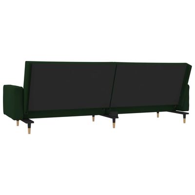 vidaXL kétszemélyes sötétzöld bársony kanapéágy két párnával