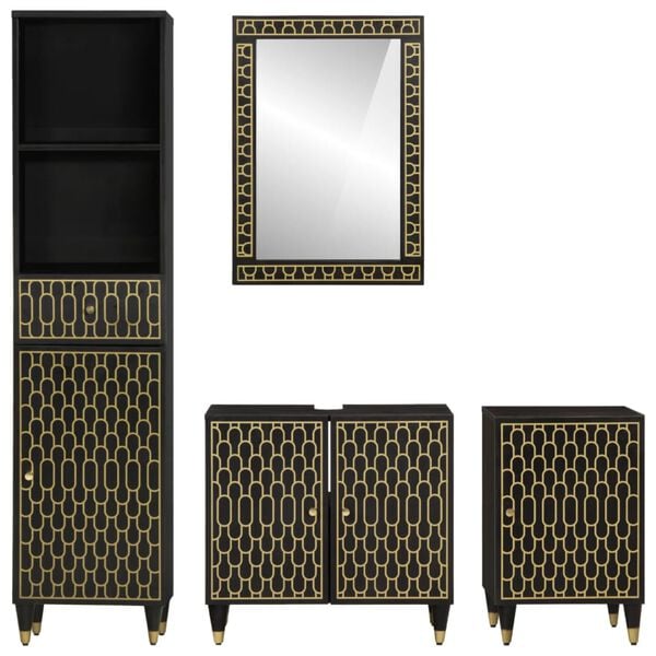 vidaXL 4 részes tömör mangófa fürdőszobai bútorszett