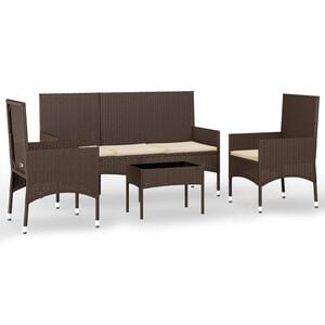 vidaXL 4 r&eacute;szes barna polyrattan kerti &uuml;lőgarnit&uacute;ra p&aacute;rn&aacute;kkal