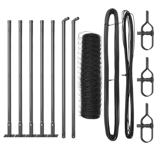 vidaXL Ker&iacute;t&eacute;soszlop Sz&uuml;rke 10 x 0,6 m (36 mm meshn&eacute;l) Ac&eacute;l &eacute;s PVC