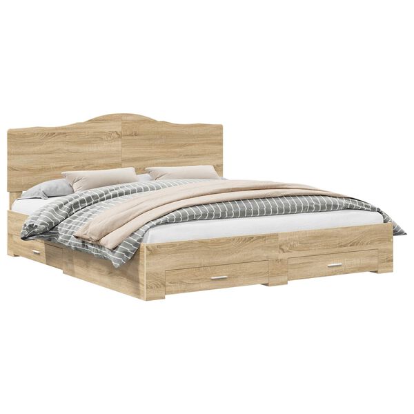 vidaXL &Aacute;gykeret fejt&aacute;ml&aacute;val fi&oacute;kkal Sonoma t&ouml;lgy 200 x 200 cm Faanyag