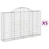 vidaXL 5 db &iacute;ves horganyzott vas gabion kos&aacute;r 200x30x120/140 cm