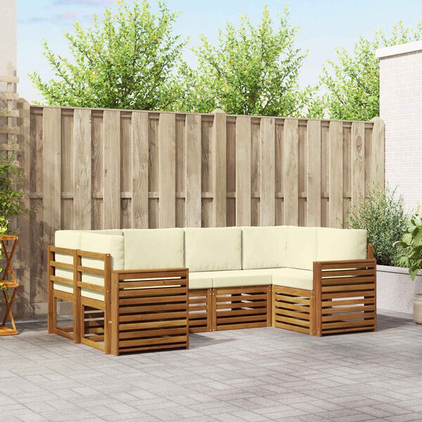 vidaXL Szegment&aacute;lt kanap&eacute; szett 6 pcs Term&eacute;szetes &eacute;s kr&eacute;msz&iacute;nű