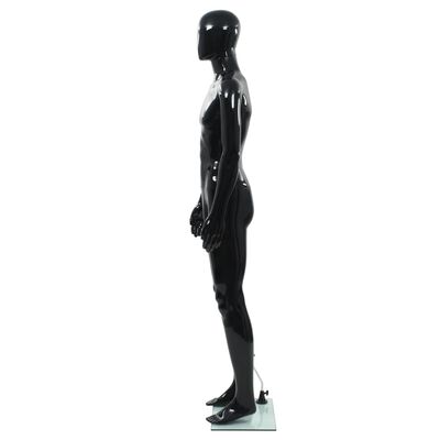 vidaXL fényes fekete, egész alakos férfi próbababa üvegtalppal 185 cm