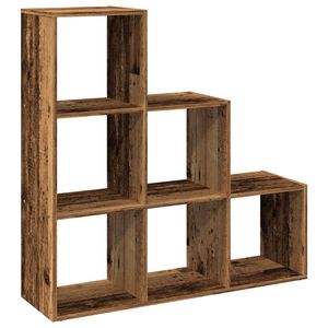 vidaXL 3 szintes antik fa sz&iacute;nű fa elv&aacute;laszt&oacute; k&ouml;nyvespolc 99x29x99 cm