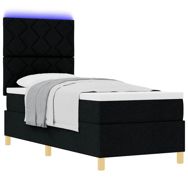 vidaXL Boxrugós ágy matracmal fejtámlával Fekete 80 x 200 cm szövet