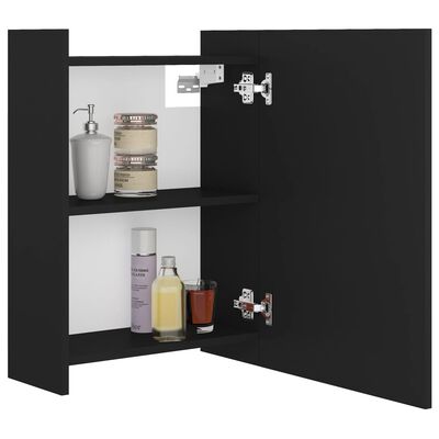 vidaXL fekete forgácslap tükrös fürdőszoba szekrény 62,5x20,5x64 cm