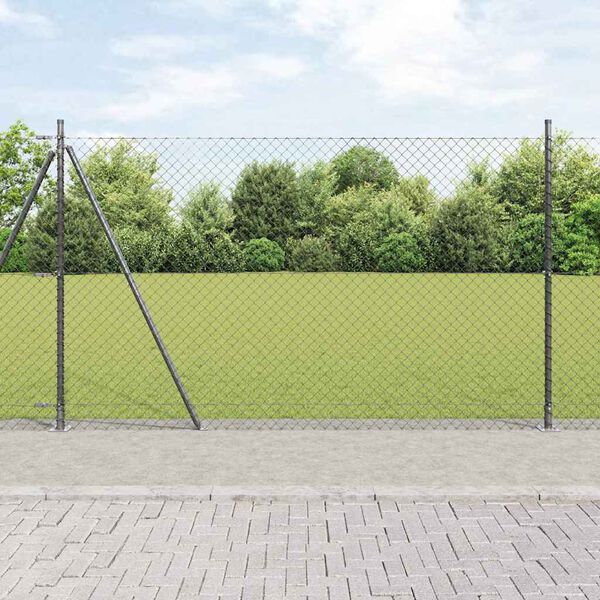 vidaXL Ker&iacute;t&eacute;soszlop Sz&uuml;rke 10 x 1,6 m (40 x 40 mm r&aacute;cs) Ac&eacute;l &eacute;s PVC