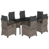 vidaXL 7 r&eacute;szes sz&uuml;rke polyrattan kerti &eacute;tkezőgarnit&uacute;ra p&aacute;rn&aacute;val
