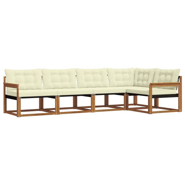 vidaXL K&uuml;lt&eacute;ri kanap&eacute; szett p&aacute;rn&aacute;val 5 pcs Term&eacute;szetes &eacute;s kr&eacute;msz&iacute;nű