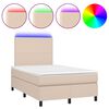 vidaXL cappuccino sz&iacute;nű műbőr rug&oacute;s &aacute;gy matraccal &eacute;s LED-del 120x200cm