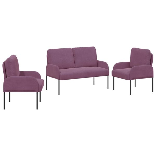 vidaXL &Uuml;lőgarnit&uacute;r&aacute;k p&aacute;rn&aacute;val 3 pcs Lila 115 x 56 x 80 cm Furn&eacute;r