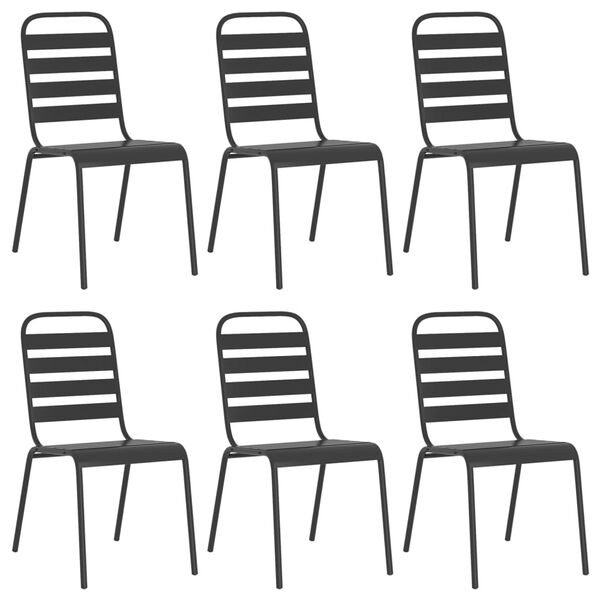 vidaXL 7 r&eacute;szes antracitsz&uuml;rke ac&eacute;l kerti &eacute;tkezőgarnit&uacute;ra