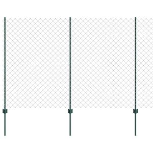 vidaXL L&aacute;nccelpes ker&iacute;t&eacute;s oszloppal 25 x 1,6 m PVC-bevonatos ac&eacute;l Z&ouml;ld