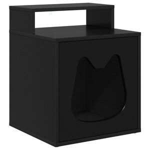 vidaXL Macska H&aacute;z Fekete 42,5 x 40 x 53,5 cm Szerelt Fa