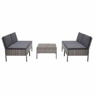 vidaXL 5-r&eacute;szes sz&uuml;rke polyrattan kerti b&uacute;torszett p&aacute;rn&aacute;kkal